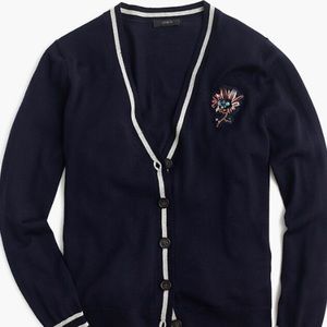 J. Crew V-neck Cardigan with Floral Patch